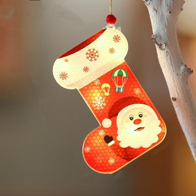 China Ornaments Gift Hanging Battery Operated Merry Christmas Tree Decor Lighted Christmas Tree Decor Sock LED Hanging Ornaments for sale