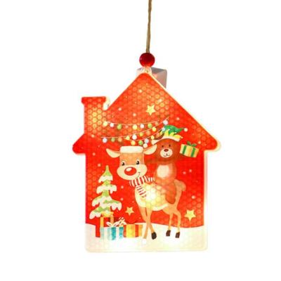 China Hanging Ornaments Christmas Drop Ornaments LED Lights Hanging Light Cute 3D Cartoon Elks House Hanging Pendants Lights gota navidad Adornos for sale