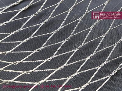 China SS316 / SS304 2.0mm  Stainless Steel Knotted Cable Mesh with 80X80mm Mesh Opening for sale