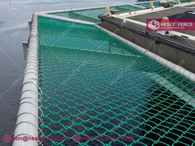 China Green Vinyl Chainwire Fabric | Helideck Perimeter Safet Net | 50X50mm hole | Knuckle edge | HeslyFence-China for sale