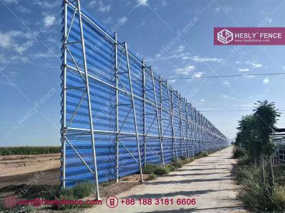 China 9m high Wind Barrier Fence for Wind & Dust Control, Blue Color, China Factory, Steel Perforated Metal Panels for sale