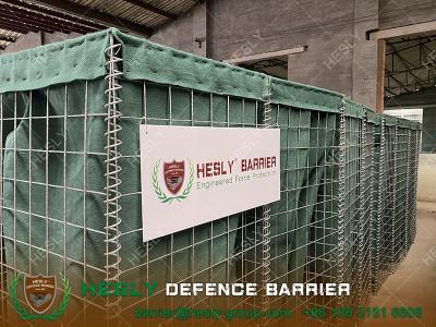 China high 2.13m Military Defensive Gabion Barrier | olive green geotextile | Al-Zn alloy coated steel wire - HeslyBarrier for sale