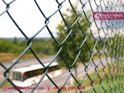 China Dark Green PVC coated Chain Link Mesh Fence | 4.75mm wire | 50mm diamond hole | Hesly Fence - China for sale