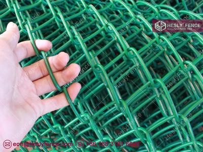 China Green Vinyl Coated Chainwire Fabric | 60X60mm diamond hole | Knuckle edge | HeslyFence-CHINA FACTORY for sale