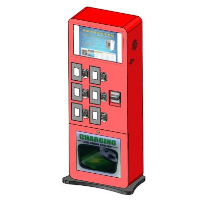 China Public Hardware Mobile Cell Phone Locker Charger Kiosk Cold Steel Fill Station with Bill Acceptor for Gym Fitness Center Airport Bus Metro Station for sale