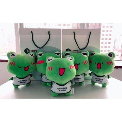 China 20cm big promotion mascot plush animal kermit green mad crown the frog plush toy for sale