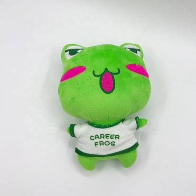 China Promotion 20cm T-shirt Embroidery Plush Stuffed Frog Toy With Logo Customized for sale