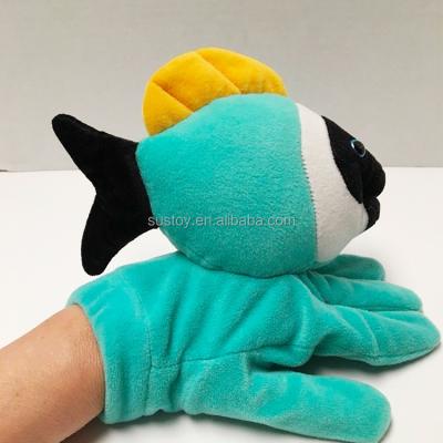 China Promotion Cartoon Mascot Toy Sea Animal Fish Plush Stuffed Hand Puppet for sale