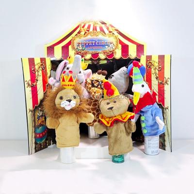 China Promotion Plush Reindeer Donkey Deer Lamb Santa Claus Princes Play Theater Hand Finger Puppets With Stage for sale