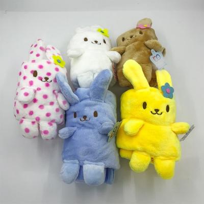 China Mini Rabbit Pillow Plush Fleece Micro Anti-Pilling Blanket Baby Head Soft Bulk Custom Teething Animal for sale