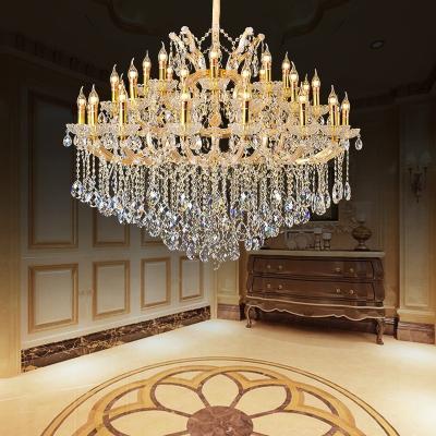 China Luxury Elegant And High End Gold And White Iron Glass Lobby Large Chandelier for sale