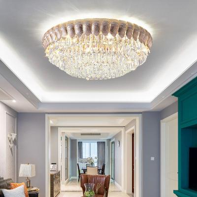 China Good Prices Modern Round Outdoor Mount LED Gold Plated Crystal Ceiling Light for sale