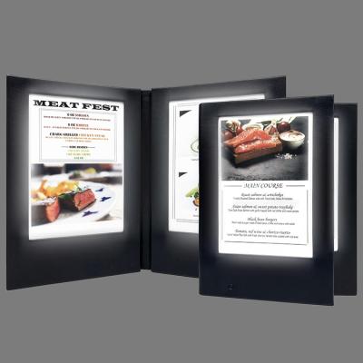 China Restaurant 4 Frame Rechargeable Led Luminous Food Lighting Menu for sale