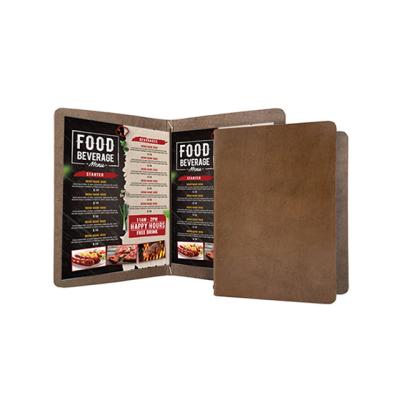 China Restaurant Hotel Cards Folder A4 Size Leather Restaurant Menu Cover for sale