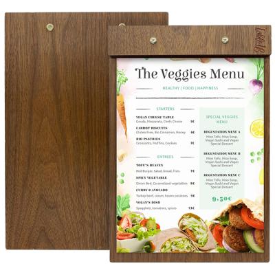 China Suitable for menu frequently switching A4 restaurant clipboard two times wooden menu board with screw for sale