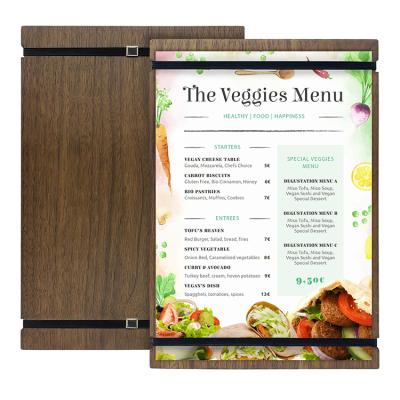 China Suitable for menu switching frequently wooden restaurant menu folder clip board with elastic strap for sale