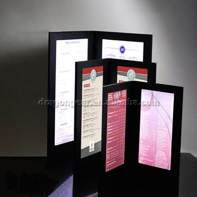 China Restaurant Hotel Restaurant Menu Luxury Genuine Leather Luminous Led Cover for sale