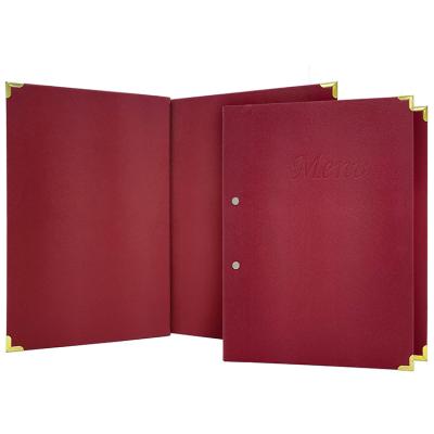 China Easy to update your content retail menu A4 custom leather folder screw outdoor restaurant menu book cover with metal corner for sale