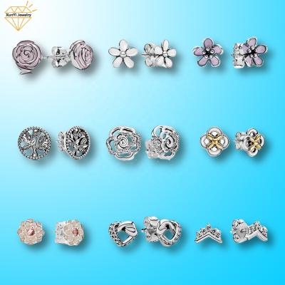 China 2020 CLASSICS Sterling Enraged 925 Jewelry Framing Arrangement Inlay Technology Silver Color Silver Stud Earrings for sale