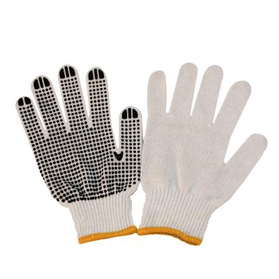 China Wear Resistance White Cotton Knitted Safety Gloves PVC Dotted Gloves for sale