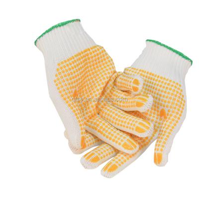 China Wear Resistance Knitted Cotton PVC Dotted Safety Gloves Yellow Gloves Wear Resistant Gloves for sale