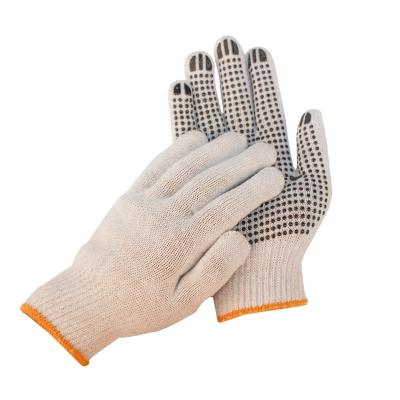 China Black White Color Lining Wear Resistance 7 Gauge Comfortable Cotton Resistance Working Dotted Gloves For Factory Use for sale