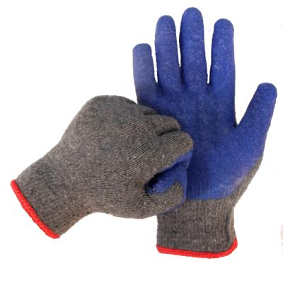 China Wear Resistance Latex Gloves Cheap Blue Cotton C Coated Safety Rubber Gloves Ply Working Work Gloves for sale