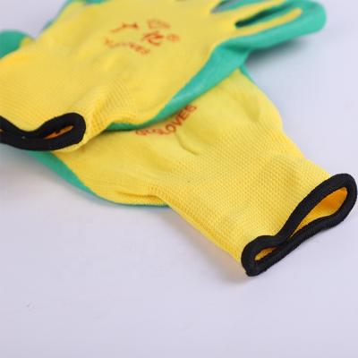 China China Good Quality 13g Yarn Palm Green Bulb Wear Resistant Cheap Yellow Nylon Work Hand Knitting Gloves for sale