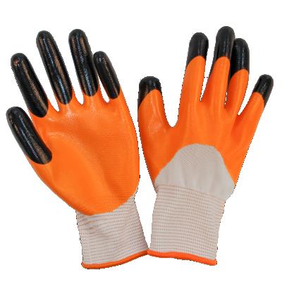 China Wear Resistance Nylon Nitrile Coating Gloves With Black Nitrile Dipped for sale