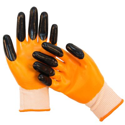 China Wear Resistance Non Slip Coating Nylon Knit Rubber Palm Coated Protective Gloves Bulk Nitrile Gloves Colored Nitrile Gloves for sale