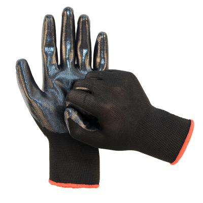 China Wear Resistance Black Nylon Nitrile Coated Gloves 13gauge Nylon Safety Gloves Coating Nitrile Gloves For Factory Working for sale