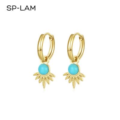 China SP-LAM 14K Gold Fashion Turquoise Blue Jewelry Design New Model Woman Natural Stone Charm Cute Elegant Earring for sale