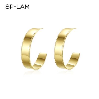 China Hyperbole SP-LAM Chunky Gold Thick Metal 14K Plated Large Elegant Women Shape Large Oversized Circle Earring for sale