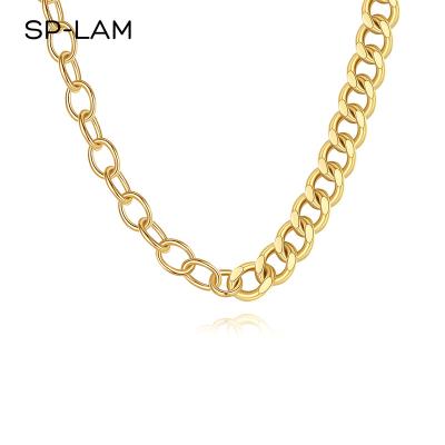 China SP-LAM Chunky Gold Jewelery Woman Custom Miami Hip Hop Cuban Iced Plated Stainless Steel Necklace Chain for sale