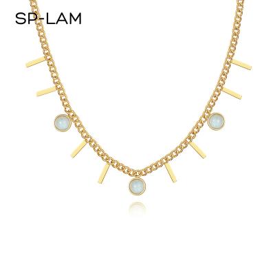 China FASHIONABLE Crystal Chain Big Luxury Woman Green Bridal Country Pearl Fashion SP-LAM Natural Stone Necklace for sale