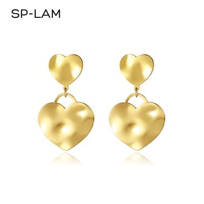 China Trendy Fancy Fashionable Female Heart Earing Gold Stainless Steel Jewelry Single Earring SP-LAM for sale