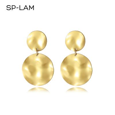 China SP-LAM Fashion Stainless Steel Gold Jewelry Women Lady Trendy Female Chandelier Fancy Drop Dangle Earring for sale