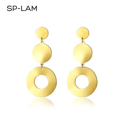 China SP-LAM Statement Stainless Steel Chunky Long Dangle Large Earring Fashion Jewelry For Woman Around Big Earings for sale