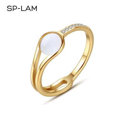 China SP-LAM FASHION CZ Jewelry Paved AAA Pave Micro Zircon Sea Shell Eternity Luxury Band For Woman Ring for sale