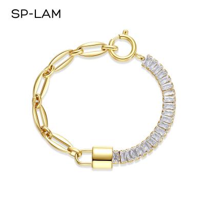 China CLASSIC Chain Jewelry Stainless Steel SP-LAM Zircon Diamond For Woman Iced Out Luxury Bracelet for sale