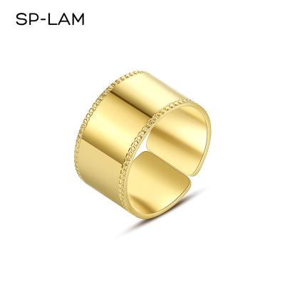 China Large Eternity CLASSIC Trendy Elegant Female Wedding Fashion Jewelry Gold SP-LAM Metal Band Ring for sale