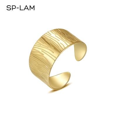 China SP-LAM Big Fashion Women's Fashion CLASSIC Wide Metal Japanese Wide Hand Elegant Bling Gold Jewelry Ring for sale