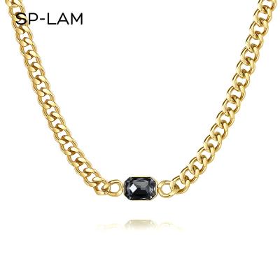 China Large Crystal Lady Cuban Chain Necklace Chunky Fashion Designer Luxury Hip Jewelry CLASSIC Hop Chocker from SP-LAM for sale