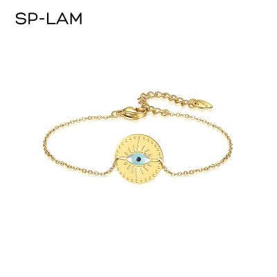 China SP-LAM hot sale CLASSIC hot sale bracelet evil stainless steel charm adjustable gold plated woman stone eye bracelet for sale