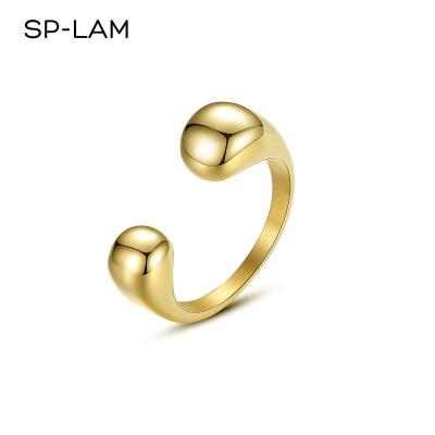 China SP-LAM Woman Metal Jewelry Trendy Gold Trendy Tasty Open Geometric 316 Stainless Steel Adjustable Ring for sale