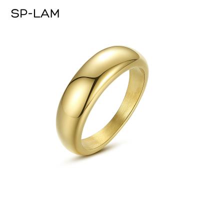 China Simple Fashion 14K Gold Ring SP-LAM Jewelry Classic Round Geometric Minimalist Band Women's Simple Ring for sale