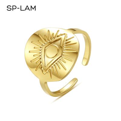 China SP-LAM CLASSIC Stainless Steel Rings For Women Women Finger Adjustable Gold Plated Evil Eye Ring Jewelry for sale