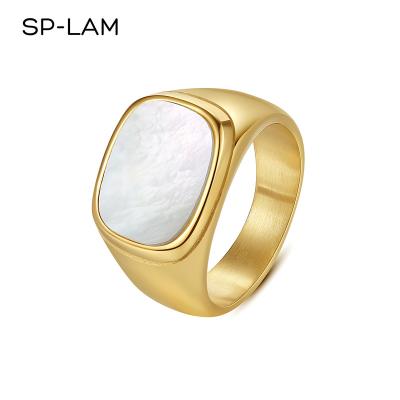 China SP-LAM 2021 Fashion Big Finger Shell Ring Gold Metal Girl's Punk Jewelry Ring Accessories Woman Beautiful for sale