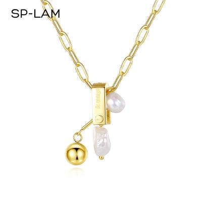 China Trendy Pearl Gold Rice Jewelry Woman Stainless Steel Pendant Girls Fashion SP-LAM Necklace for sale