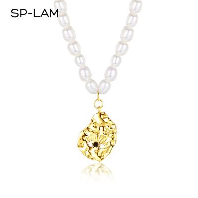 China SP-LAM Fashion Natural Freshwater Freshwater Pearl Women's Jewelry Stainless Steel Charm Chocker Necklace for sale